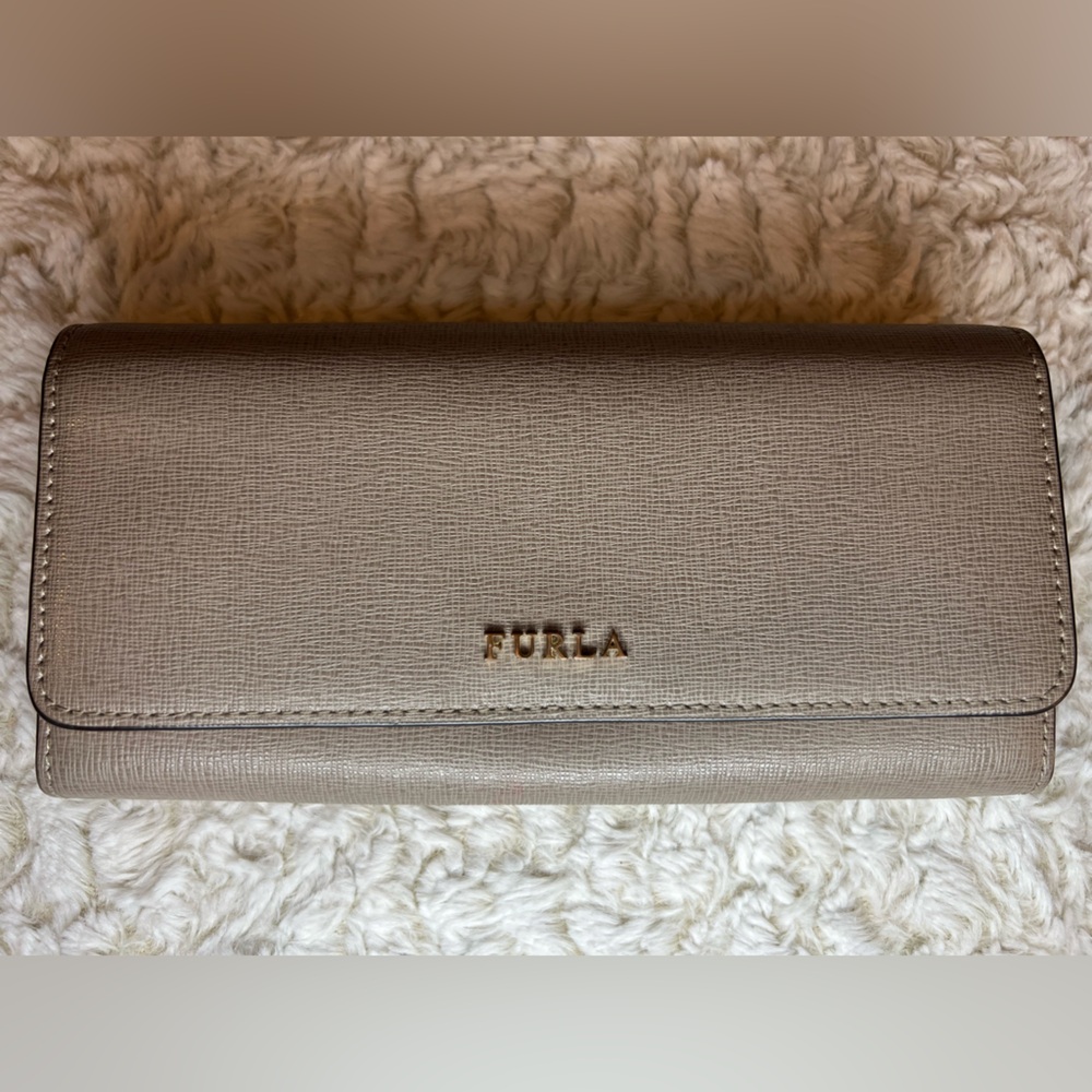 Authentic Furla Tan Leather Flap Continental Wallet